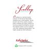 A red and white card with the word scallop on it.