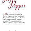 A red and white card with the words peter piper