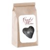 A bag of heart shaped cookies with the label " good of mine ".