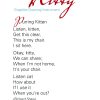 A poem about a kitty cat sitting on the floor.