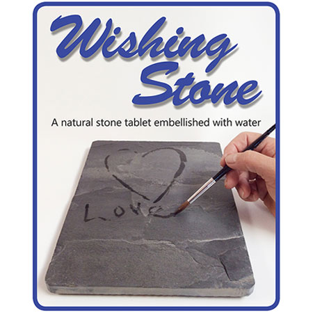 Wishing Stones Sign - A natural stone table embellished with water